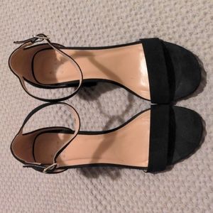 A New Day Black Faux Suede Michaela Block Heeled Sandals Size 7 1/2